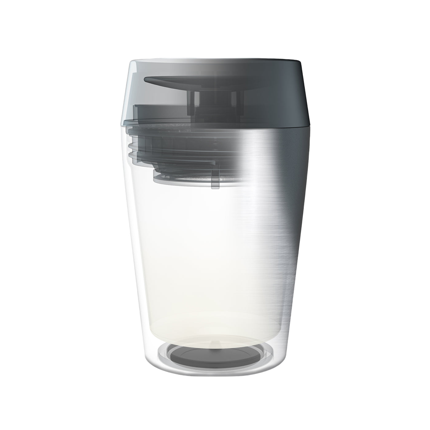 Vacuum insulated block: Cutaway view of a bru travel mug showing the double-walled vacuum-insulated construction that keeps drinks hot
